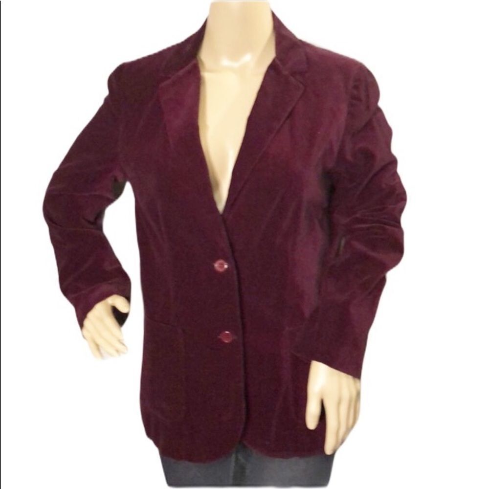 Private Line Vintage Burgundy Red Velvet Blazer 10 Small 70s or 80s